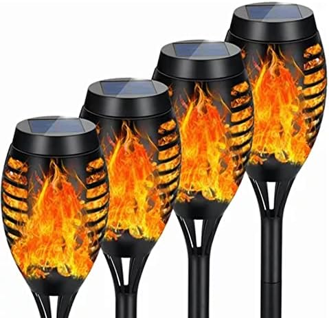 4PCS Solar Torch Lights Outdoor, 19.7 inch 12 LED IP65 Waterproof Garden Pathway Light with Vivid Dancing Flickering Flames, with Auto On/Off Dusk to Dawn, Landscape Decoration Lights by Ddewing