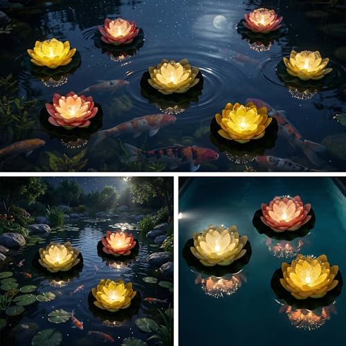 pearlstar Waterproof Floating Lotus Light - Solar Pond for Swimming Pool,Spa, Patio, Wedding Party, Christmas Decorations (3Pcs Lotus,Multicolor) - Image 5