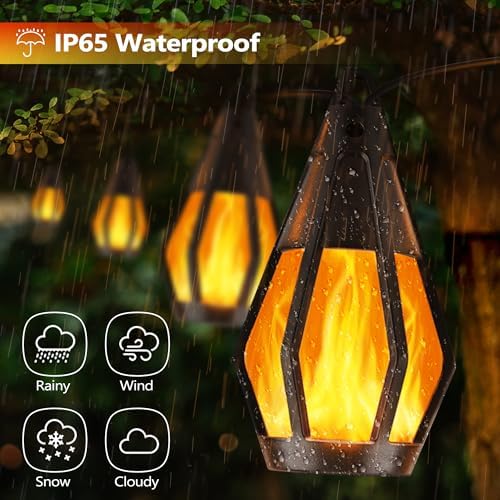 Solar String Lights for Outside, 44Ft Solar Patio Light with 20 Flickering - Image 4