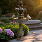42.2'' Tall,3 Tiered Outdoor Water Fountains – Like Stone Bird Bath for Outside, Elegant Waterfall Feature for Garden, Yard, Patio (Bronze Color) by WarmGarden