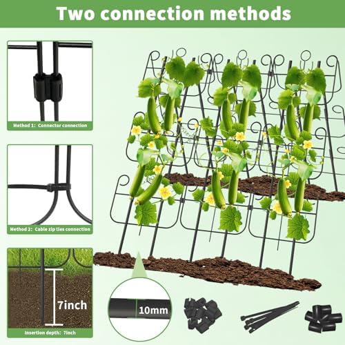 Cucumber Trellis for Raised Bed, Metal Rustproof A-Frame Garden Trellis, Outdoor Heavy Duty Climbing Plants Support for Cucumber, Vegetables, Vine, Expandable Height & Width - Image 6