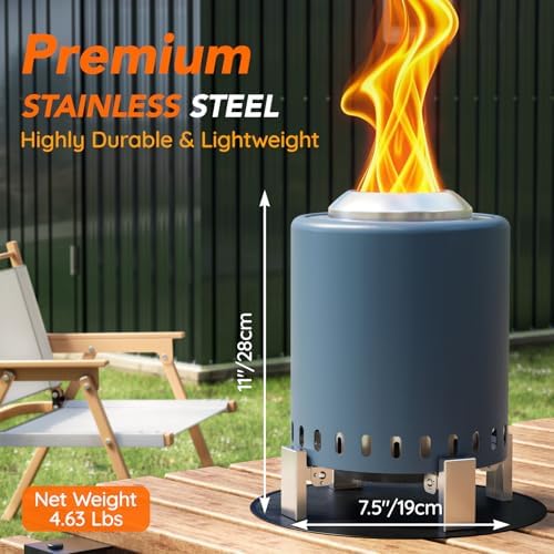 Breezz Smokeless Tabletop Fire Pit 7 in, Blue - Image 2