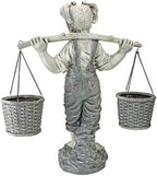Design Toscano Flowers for Felicity Little Girl Garden Statue with Basket Planters, Medium, 25 Inches Tall, Cast Stone Resin, Two Tone Stone Finish - Image 3
