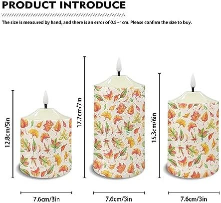 Cozeyat Flickering Flameless Electric Candles with Timer 3Pack, Fall Ginkgo Leaf Print LED Candles Battery Operated, Realistic Wax Pillar Tealights for Home Indoor Outdoor Decor - Image 6