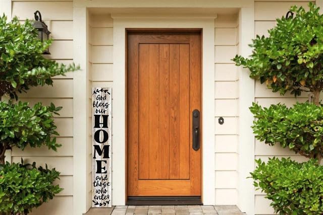 God Bless Our Home Vertical Sign - 8"x63" Welcome Sign for Front Door, Tall Porch Decor, Rustic Farmhouse Wood Outdoor Decoration - Image 3