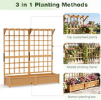 Aoxun 144" Raised Garden Bed with Trellis, Wood Planter Container with Hanging Roof & Garden Boxes for Climbing Plants Flowers Vine (4 piece) - Image 5