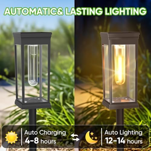 8 Pack Solar Pathway Lights Outdoor,IP65 Waterproof - Bright Solar Lights Outdoor,Auto On/Off Pathway Lights Solar Powered,Solar Path Lights for Walkway Driveway Garden - Image 6