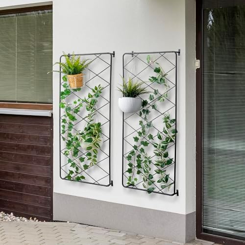 MyGift Wall Mounted Metal Garden Trellis for Climbing Plants, Set of 2 - Image 3