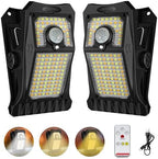 Tryme 118Leds Solar Lights Outdoor Clip Motion Sensor Lights Security Light 3 Modes, 3 Color Temperature, Solar Powered, USB Charging (2 Pack) by Tryme
