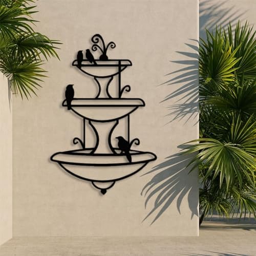 Fountain and Birdbath Metal Wall Art, Minimalist Style - Image 2