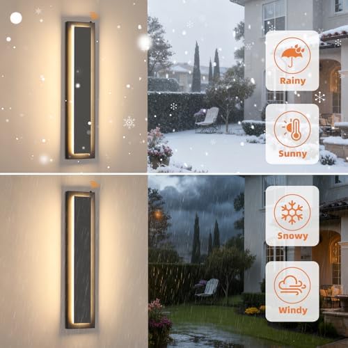 23.6'' Dusk to Dawn Outdoor Sconce Lights Black Exterior Lighting Fixtures - Image 5