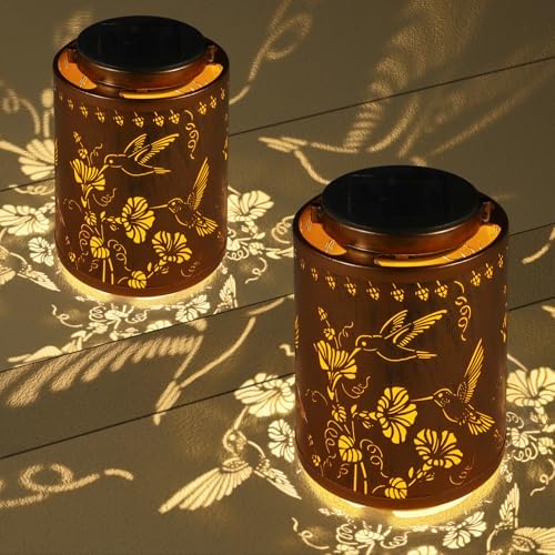 2 Pack Solar Lanterns Outdoor Waterproof Garden Decor Gifts for Women by Tepaken