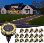 vighep Mini Solar Ground Lights, 24 Pack Solar Lights Outdoor Waterproof, Upgraded LED Flat Landscape Lighting for Outside Pathway Garden Patio Yard Driveway,Warm White by Vighep