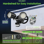 ALUSSO Motion Sensor Outdoor Lights Metal Heads, 30W 3600LM Flood Lights Outdoor 120V, 3 Modes Dusk to Dawn/Auto/On Time, 3000K 4000K 6500K Adjustable, Hardwired Security Light ETL Listed, Black 1PC - Image 7