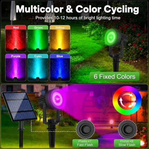 Solar Spot Lights Outdoor Waterproof, RGB Landscape Spotlights - Image 2