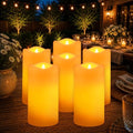 Solar Candles Outdoor, 6 Pack Flameless Pillar Candles, 3" x 6" by GLOSOLA