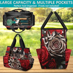 Rose Zebra Print Garden Tool Bag Organizer Heavy Duty Flower Gardening Tote Bag with 10 Pockets for Women Men Gardening Gifts - Image 4