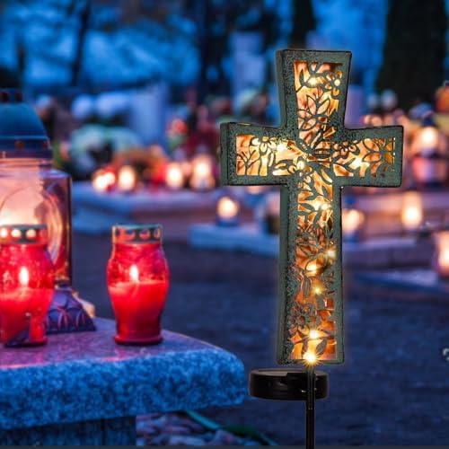 Solar Cross Garden Stake Lights 38inch Outdoor Waterproof Memorial - Image 3