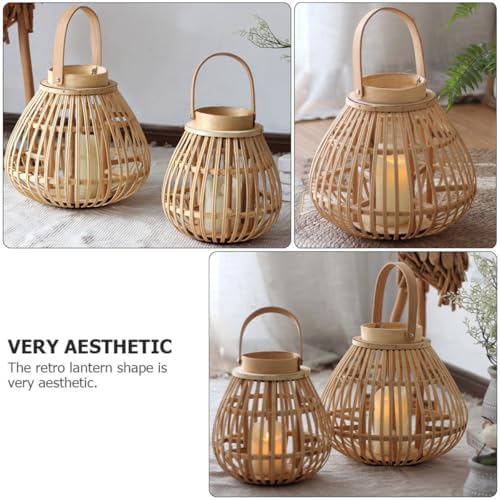 Hanging Lantern Bamboo Woven Candlestick Xmas Halloween Season - Image 4