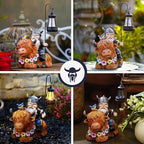 Garden Gnome Outdoor Statue Highland Cow Decor for Yard Patio Lawn Porch Birthday Gifts for Women Men, Mother’s Day, Housewarming with Solar Light Gnome Decor for Outside - Image 5
