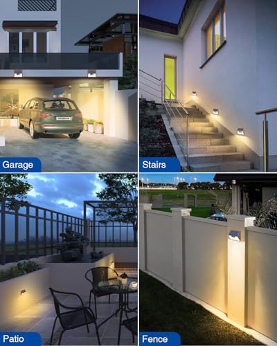 Peasur Solar Lights Outdoor Motion Sensor Waterproof, 6Pack 140LED Brown Solar Powered Fence Light, 3 Modes Security Wall Lights for Garden Yard Outside(Warm White) - Image 3
