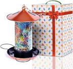 XDW-GIFTS Mosaic Solar Wild Bird Feeder, Waterproof Lantern Shape with S-Hook & 4 LED Lights, Garden Decor for Lawn, Patio, Balcony, Yard Ornament - Unique Gifts for Mom, Women, Grandma, Bird Lovers by XDW-GIFTS