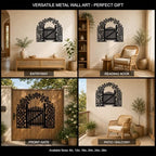 Rose Garden Gate Metal Wall Art WallArt Decor Metal Signs Metal Outdoor Decor Elegant Farmhouse Rustic Style Wall Sculpture Hanging Plaque Ornament Home Decoration for Living Room Bedroom (Black,20inch) - Image 7