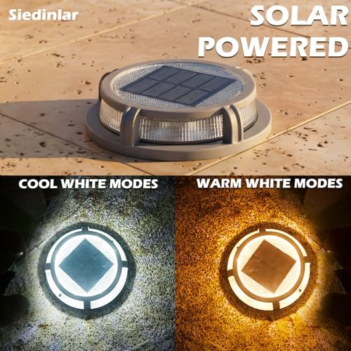 SIEDiNLAR Solar Deck Lights Outdoor 2-Mode 16 LED 16 Pack White/Warm Light - Image 2