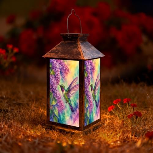 Solar Lantern Colorful Purple Flowers Outdoor Waterproof Garden Hanging Lantern Solar Powered Lighting Outside Solar Light for Patio Yard Camping, Gifts for Women Mom by Unknown