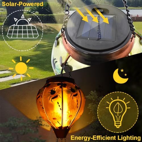 Hot Air Balloon Solar Lantern with Flame Bee - Image 3