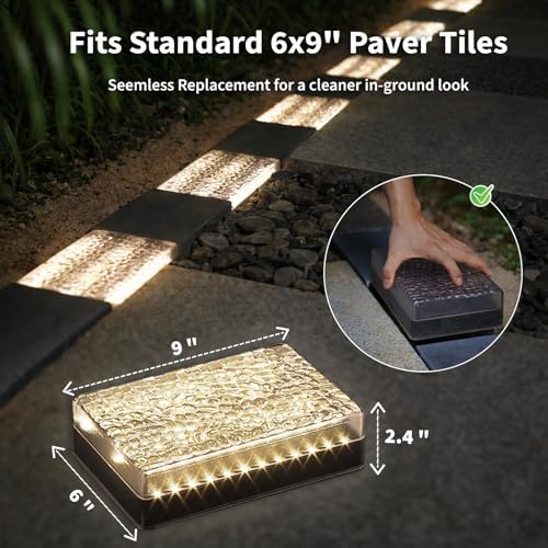 SHONELIGHTING Solar Paver Lights, 6x9 Ground LED, 3500K, Warm White, 6Pk - Image 3