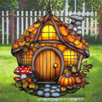 Pumpkin House Fall Autumn Acrylic Suncatcher by AVAGAN