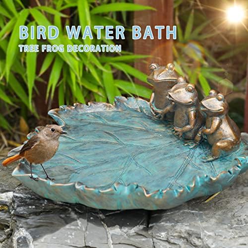 MUMTOP Bird Bath for Outdoors, Resin Garden Frogs Birdbath Bowl Yard Decor - Image 2
