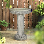 24 Inch Height Outdoor Bird Bath - Fibre Reinforced Concrete Large Bird Bath Stylish with Modern Pedestal for Garden, Patio, Backyard, Lawn - 16”W X 24”H Contemporary Birdbaths & Supports - Image 2