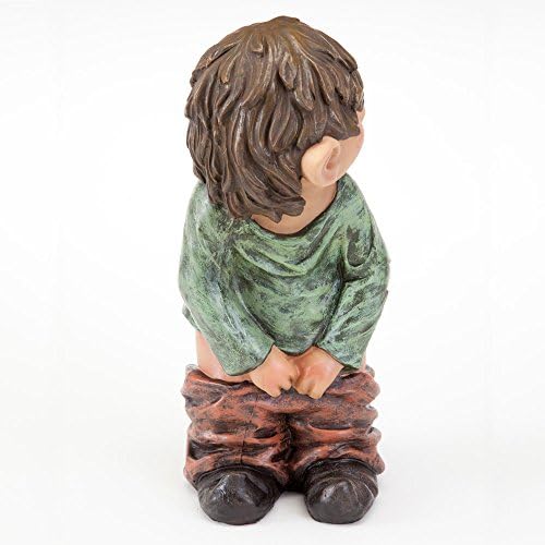 Bits and Pieces - Caught with His Pants Down Garden Statue - Naughty Gnome Yard Art, Funny Elf - Polyresin Statue Measures 13-1/2" High x 5" Wide - Image 4