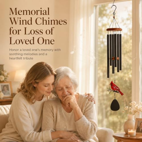 Memorial Wind Chimes for Loss of Loved One - 36 in Cardinal Wind Chimes, Sympathy Gifts for Bereavement, Deep Tone Home Garden Decor for Bereavement, Condolence, Funeral - Image 3