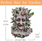 12" Real Tree Face Hugger Statue, Outdoor Garden Resin Bird Feeder Sculpture with Foliage Features, Fairy Elve Accent Yard Art, Halloween Trees Decorations Outdoor Wall Mounted Statue - Image 4