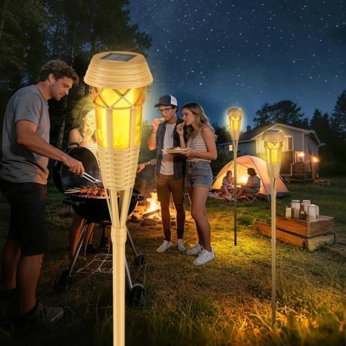 Solar Torch Lights, Flickering Flame Bamboo Outdoor Lights, 2‑Pack - Image 6