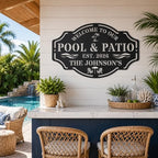 Personalized Metal Pool Sign, Custom Pool Bar Sign for Outdoor Patio Decor, Personalized Name Metal Pool & Patio Wall Art, Backyard Oasis Sign, Tropical Coastal Pool Decorations for Deck Porch Garden - Image 6