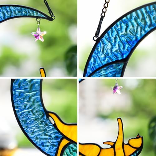 BOXCASA Orange Cat Suncatcher for Window Stained Glass Gifts for Cat Lovers - Image 3