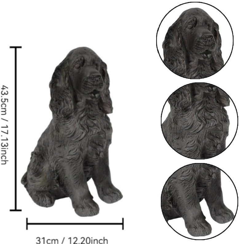 18" Resin Cocker Spaniel Dog Statue Hunting Sculpture Grey - Image 2