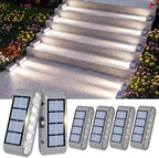 Solar Step Lights for Outside, 6-Pack Stair Light Outdoor Waterproof IP67, 14 LED Cool White Light Solar Powered Lighting for Steps, Stairs, Deck, Patio, Walkway, Front Porch Decor by XILLUMICORE