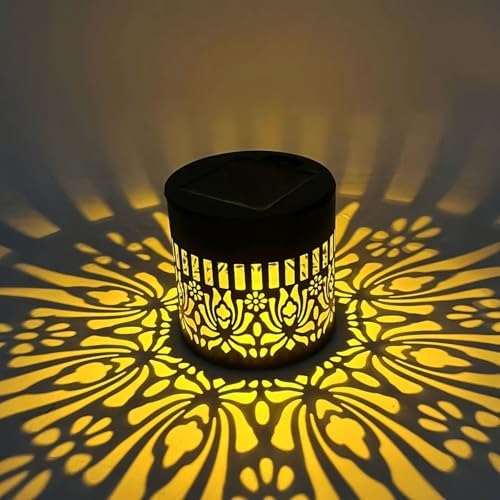 Decorative Solar Mandala Lights Outdoor Waterproof LED Metal Solar Powered Wall Fence Lights for Garden Yard Deck Step Patio Pool Lawn Back Yard Exterior Wall Decorative Lighting(#C,4PCS) by Unknown