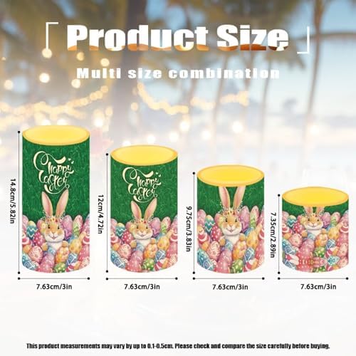 Easter Eggs Flameless Candles with Remote Bunny Battery Operated Candles with Timer Outdoor Lanterns for Easter Day Decorations Flameless Pillar Lights for Patio Porch Decor - Image 4