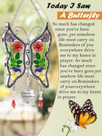 KY&BOSAM Butterfly Suncatcher Precious Daughter Stained Glass Sun Catchers Hangings for Windows Wind Chime Ornament with Real Flower Wings and Metal Charm Birthday Gifts for Mother`s Day Valentine's - Image 2