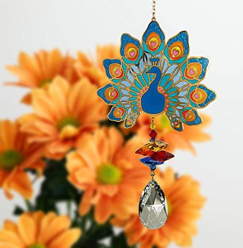Woodstock Chimes Woodstock Rainbow Makers Collection, Crystal Wonders, 5'' Peacock Crystal Wonders Crystal Suncatchers for Outdoor, Patio, Home or Garden Décor (CWPEA) - Image 2