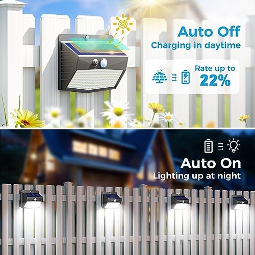 Solar Outdoor Lights, 12 Packs Solar Motion Sensor Security Lights with 3 Lighting Modes Solar Wall Lights Waterproof Solar Powered Lights for Garden Fence Yard - Image 3