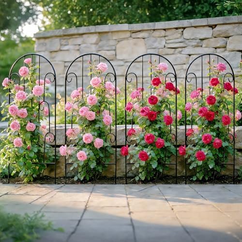 4 Pack Arched Iron Trellis, 45" H x 15.9" W, Decorative Scrollwork - Image 4