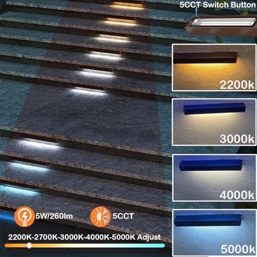 rosykite LED Retaining Wall Lights 8-Pack, 7 Inch 5W Hardscape Paver Lights, 5CCT 2200K-5000K, 270° Rotatable Low Voltage 12-24V Outdoor Step Lights, ETL Listed Landscape Lights for Deck Stairs Patio - Image 2