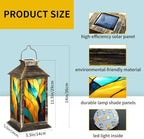 Solar Lantern Outdoor Waterproof Solar Powered Colorful Stained Glass Window Abstract Stained Glass Art Nouveau Hanging Lantern for Garden Patio Deck Yard Camping Tabletop Decor Lighting - Image 2